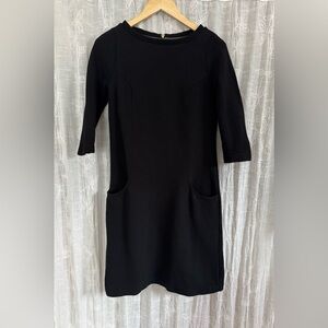 Boden Black 3/4 sleeve ribbed dress
